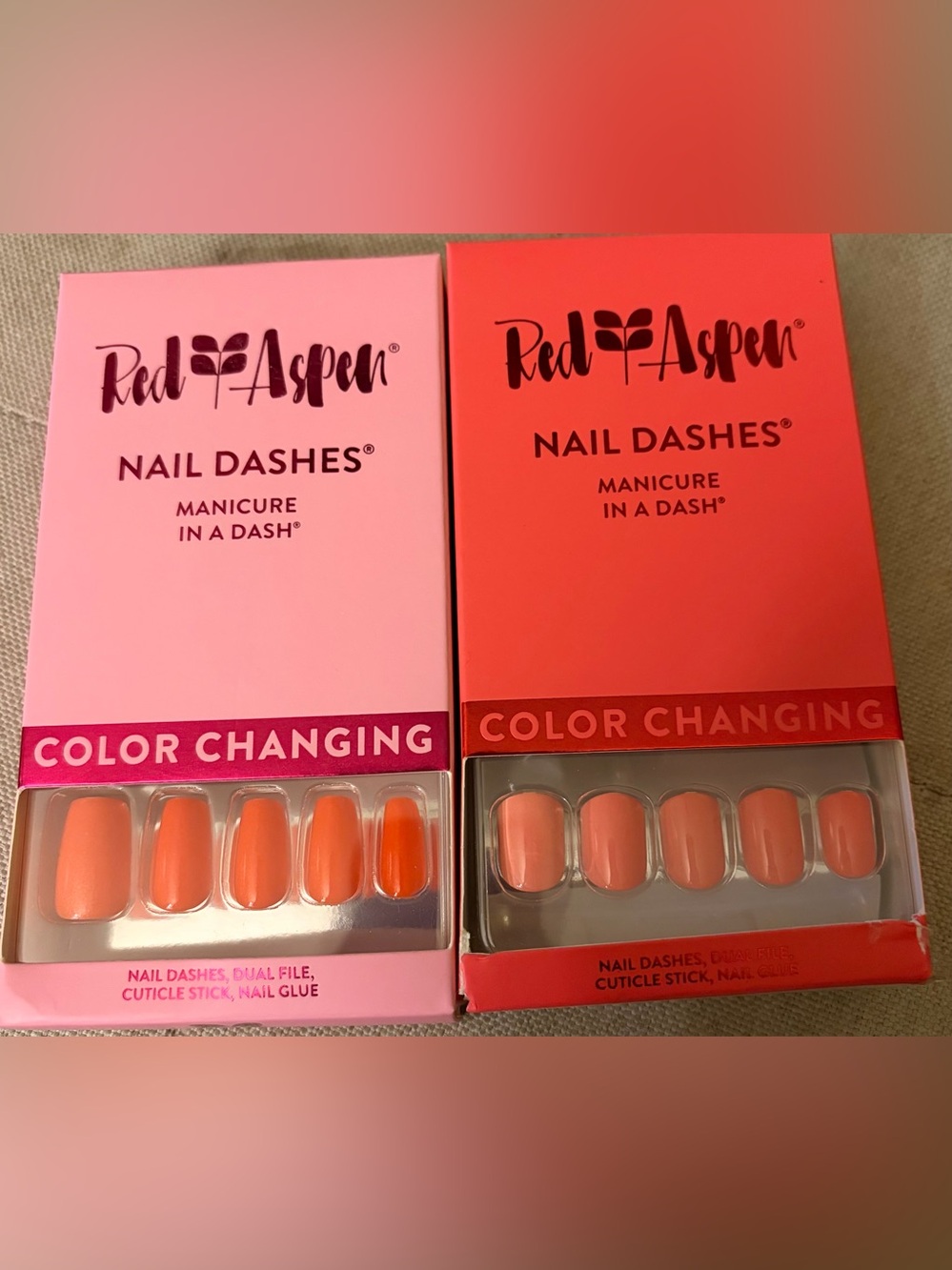 Red Aspen Color-Changing Nail Dashes - Pink & Orange Shades